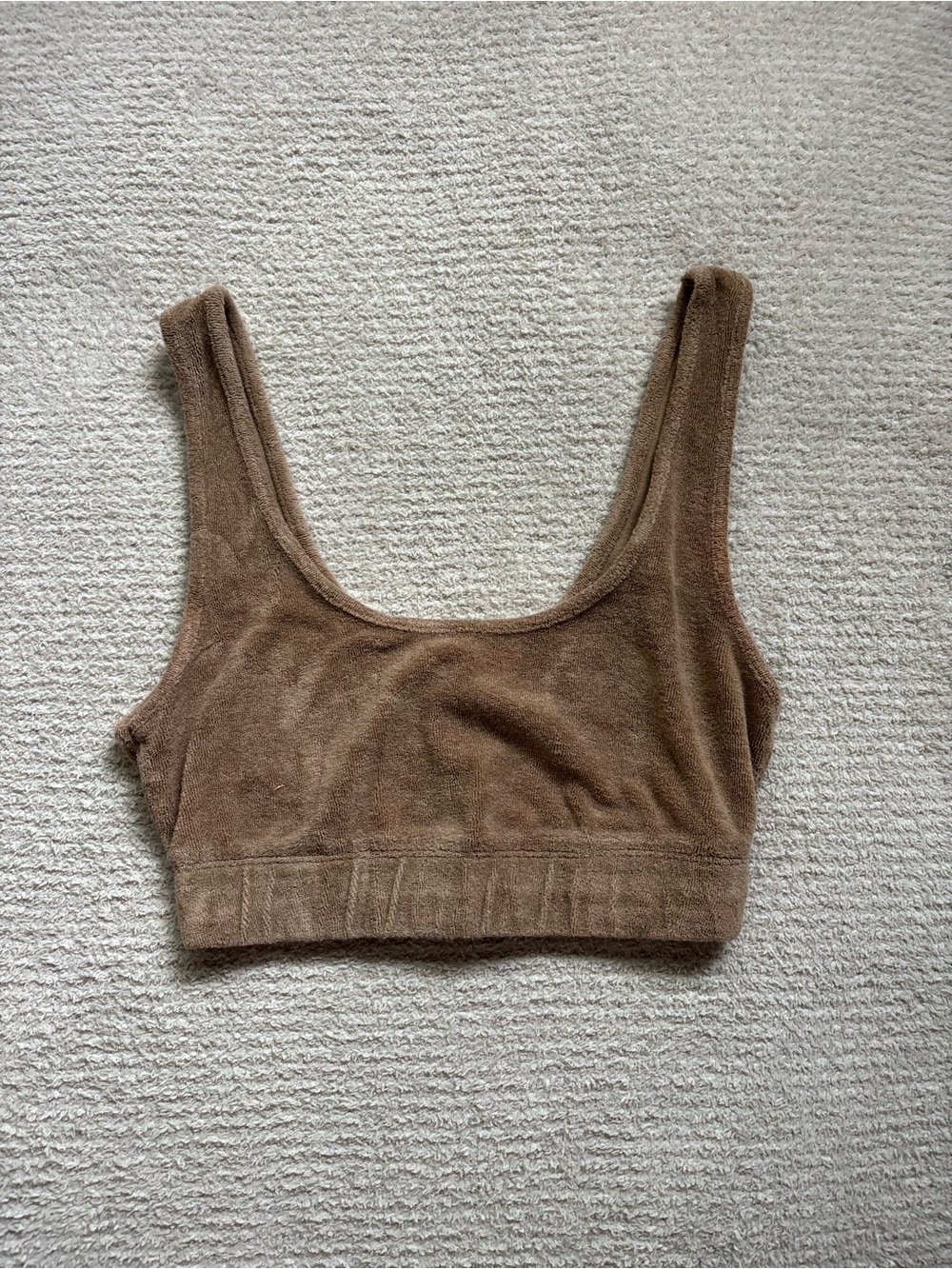Zara Brown Terry Crop Tank Top